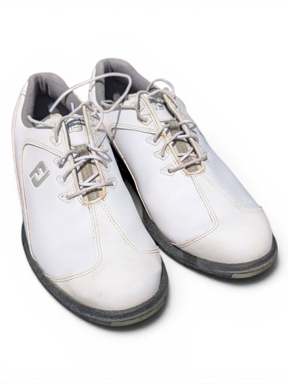 FootJoy Sport LT Men’s White Lace-Up Golf Shoes with Black Soles Size 11.5M